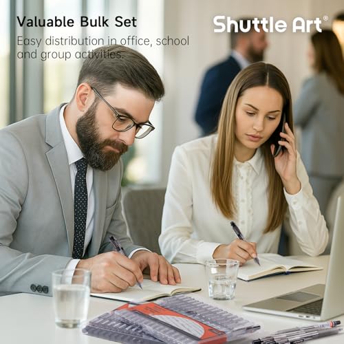 Shuttle Art Black Gel Pens, Ink Glide Series 90 Pack Retractable 0.5mm Fine Point Rollerball Gel Ink Pens Bulk Set Quick Drying Smooth Writing with Grip for Journaling Note Taking Office School Home