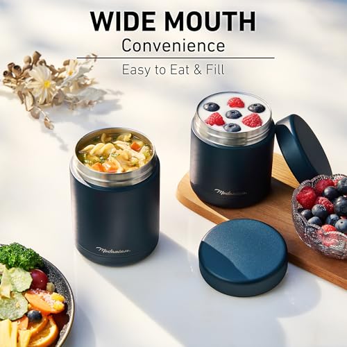 Modaniam Stainless steel Insulated Food Jars set (16Oz + 12 OZ) wide mouth, Insulated Lunch Containers,Insulated food container, Hot Food Lunch Container, Hot Lunch Box - Midnight Navy - color: Zee-MidnightNavy