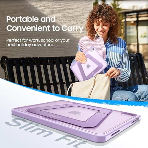 Fintie Shockproof Case for iPad (A16) 11th Generation 11 Inch (2025), iPad 10th Generation 10.9 Inch (2022) - [Built-in Pencil Holder] Slim Frosted Protective Cover with Multi-Angle Kickstand, Purple - color: Purple