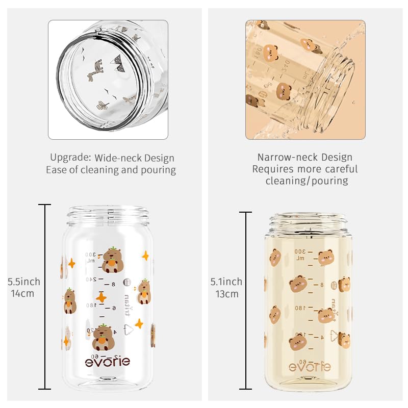 Evorie Tritan Spill Proof Straw Sippy Cups for Toddlers 1–3 Years, 10 Oz | BPA & BPS-Free, Toddler water bottle, Easy grip handles, Dishwasher safe, Durable Tritan, Easy to clean, Giraffe - color: Giraffe