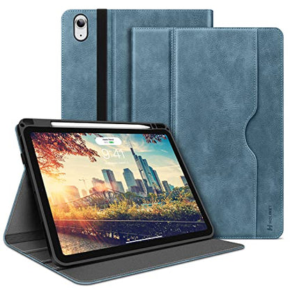 H HOLIMET Case for iPad Air 11 Inch 2026 M4/M3/M2 (2025/2024)/iPad Air 4th/5th Generation 10.9-inch with Pencil Holder Pocket Typing Angle Auto Sleep/Wake Muti-Stand Vegan Leather - color: Blue