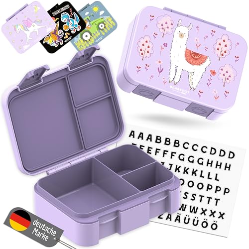 BEARFOOT Kids Lunch Box with Compartments – Compact & Lightweight | Leak-Proof, BPA-Free, Dishwasher Safe | Hand-Drawn Design for Preschool, School, Travel (Llama Purple, 2.75 Cups) - color: Lama-Purple, size: 2.75 Cups