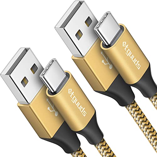 etguuds USB A to USB C Cable 6.6ft, 2-Pack, 3A Fast Charging Type C Charger Cord for iPhone 17 16 15 Pro Max 16e 17 Air, Samsung Galaxy S25 S24 S23 S22 S21 S20 A17 A16 A56 A55 Flip Fold, Gold - color: Gold, size: 6.6ft