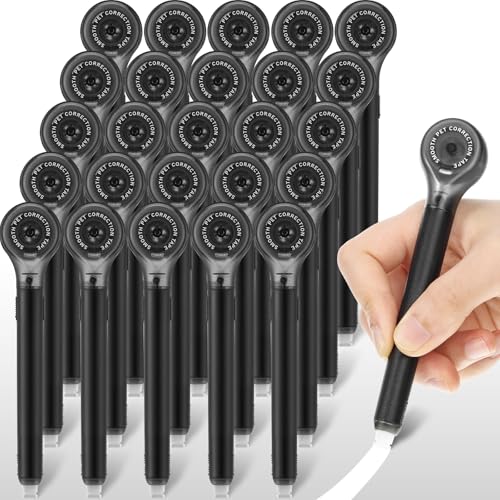 Gersoniel 25 Pack Correction Tape Pen Correctional Ink Tape Push Pull Protective, Easy to Use Applicator for School Office Supplies, 0.2 x 236 Inch (Black Color) - color: Black Color
