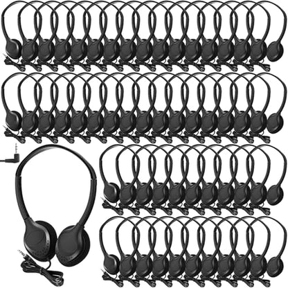 Frienda 48 Pack Classroom Headphones Bulk, Wired School Headsets for Students, Stereo Headphones with 3.5 mm Plug for Classroom, Online Learning, Library(Basic,Black) - color: Black, style: Basic