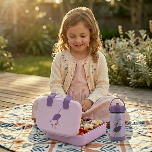 Kids Bento Explorer Lunch Box, 3 No-Mix Compartments, Microwave & Dishwasher Safe, Lightweight with Removable Tray, for Daycare, Preschool, School (Purple Light Powder Clevapirouette Friend) - color: Purple Light Powder Clevapirouette Friend