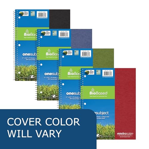 ROARING SPRING Environotes Recycled One Subject Spiral Notebook, Heavyweight College Ruled BioBased Paper, 11" x 8.5" 70 Sheets, Assorted Earthtone Covers - size: 11" x 8.5", style: Single Notebook