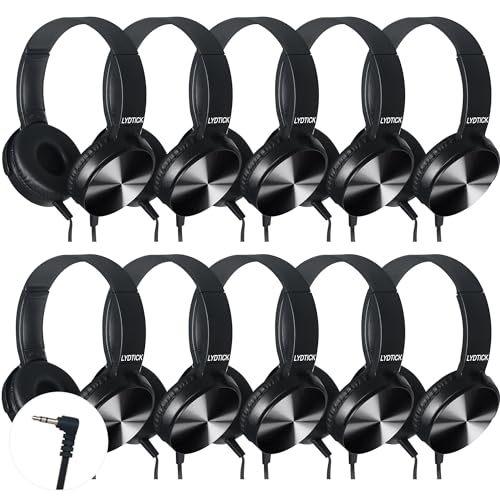 10 Pack Kids Headphones Bulk for School Classroom, Over-Ear Headphones Wired School Supplies for Kids Students Teachers, 3.5mm Jack(Black) - color: Black
