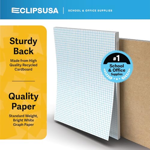 E-CLIPS USA Graph Paper Pad, Graph Paper Notebook, 4 x 4 An Inch Quad Ruled Graph Paper Pad, Graph Paper Pads 8.5 x 11, Drafting Paper, 50 Sheets Per Pad (12 Pack) - size: 12 Pack