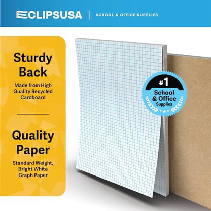 E-CLIPS USA Graph Paper Pad, Graph Paper Notebook, 4 x 4 An Inch Quad Ruled Graph Paper Pad, Graph Paper Pads 8.5 x 11, Drafting Paper, 50 Sheets Per Pad (12 Pack) - size: 12 Pack