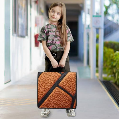 Zipper Binder Bag, Sport Basketball Texture 1.5 inch 3-Ring Binder & Multiple Pockets, 500 Sheets Capacity Expanding File Folder with Shoulder Straps & Handles for School Work Office