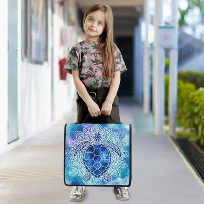 Sea Turtle Tie Dye Zipper Binder Bag 3 Ring with Handle Shoulder Strap, Binder File Organizer Bag Storage Case for School Work Office