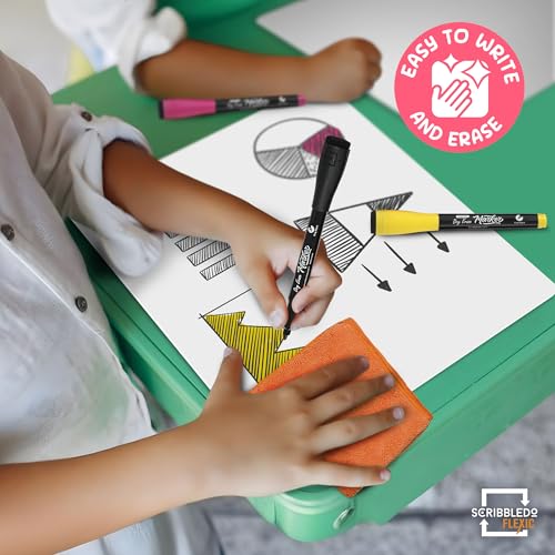SCRIBBLEDO Small Grid Dry Erase Sheets 9”x12” Math Practice Small White Board Sheets Math Manipulatives Quad Graph Whiteboard Sheets Math Supplies Homeschool Teacher Students Classroom Pack of 10