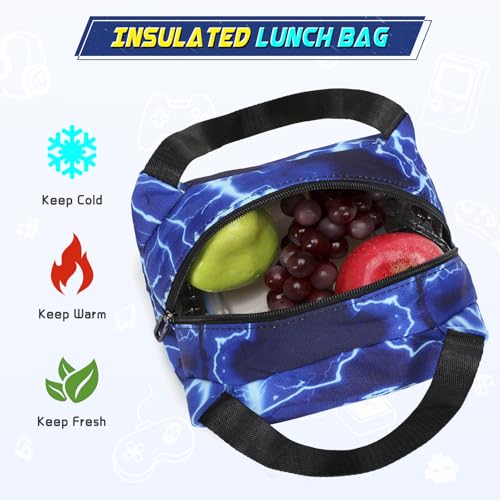 Scothen Boys Backpack, Cool Luminous School Backpacks for Boys with Lunch Bag Pencil Case, Kids Backpack Kindergarten Elementary Middle School Book Bags for Teen Boy Children with USB Charging Port - color: Lightning-blue