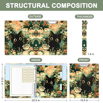 Rouidr 3 Ring Binder with clipboard, 1 inch 8.5 x 11 in Letter Size View Binders Organizer with Dividers Tabs & Clear Sleeves, School Supplies, Office Supplies - color: Cute Cat, size: 1in(Letter Size)