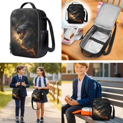 Black Snake Backpack for Kids Girls Boys Backpack with Lunch Box Water Bottle Carrier and Cute Pencil Case 4PCS Set Bookbag with Front Pocket for School 17 inch Large School Bag Graduation - color: Black Snake