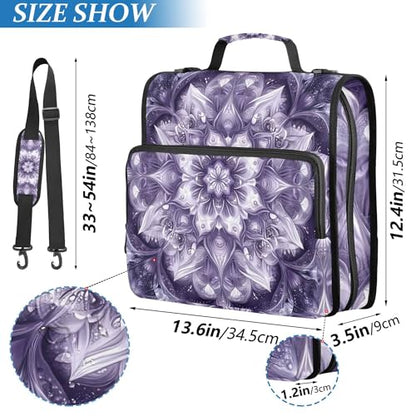 Mandala Zipper Binder with Shoulder Strap, 500 Sheets Capacity, Multiple Pockets 1.5Inch 3 Ring Zipper Binder - color: Mandala