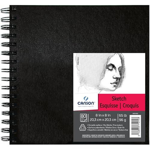 Canson Artist Series Sketchbook, Wirebound Journal, 8x8 inches, 160 Pages (65lb/96g) - Artist Paper for Adults and Students - Graphite, Charcoal, Pencil, Colored Pencil - size: 8"X8"