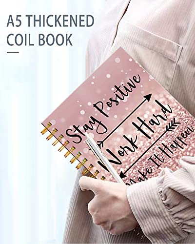 iampanda Spiral Journal Notebook,Strong TwinWire Binding with Premium Paper for Girl Women,Rose Gold and Silver Glitter Design 60 Sheets A5 College Ruled NotebookJournal,Perfect for School Office - color: Glitter Quote