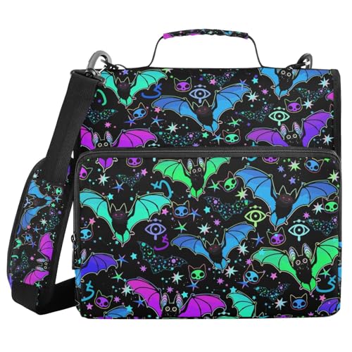 Bat Magic Binder Bag 3 Ring Zipper with Handle Shoulder Strap | for School Work Office Organizer Storage Case - color: Bat Magic