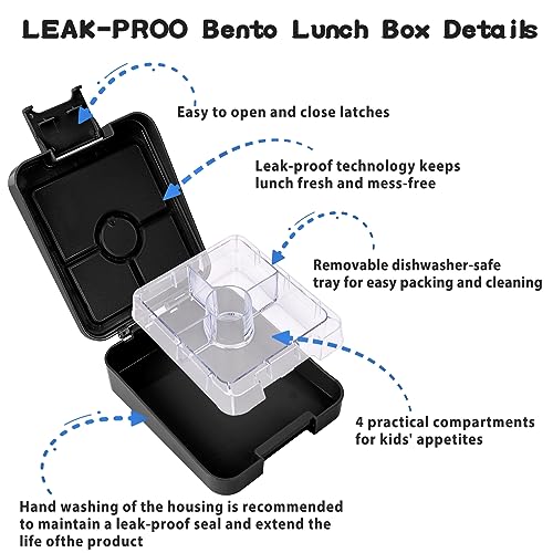 Bento Lunch Box Set for Kids with 10oz Soup Thermo, Leak-Proof Lunch Containers with 4 Compartment, Kids Thermo Hot Food Jar and Insulated Lunch Bag for Kid to School,BPA-Free(Black-Game Console) - color: Black-Game Console