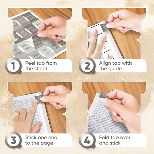 EssexWares - Sandy Beige Bible Tabs for Old and New Testament, 80 Large Print Tabs for Bible Study, Water-Resistant and Durable Index Tabs for Women and Men - 1.7" Wide - color: Sandy Beige