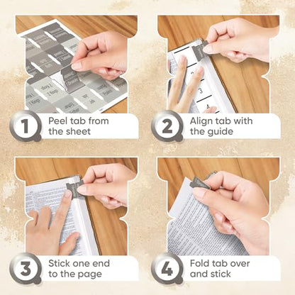 EssexWares - Sandy Beige Bible Tabs for Old and New Testament, 80 Large Print Tabs for Bible Study, Water-Resistant and Durable Index Tabs for Women and Men - 1.7" Wide - color: Sandy Beige