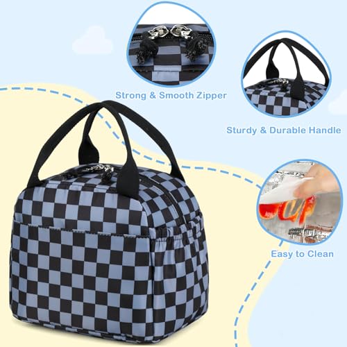 CAMTOP Boys Lunch Box Kids Insulated Lunch Bag Kids Cute Lunchbox for Boys Loncheras Para Niños - color: Gray Check