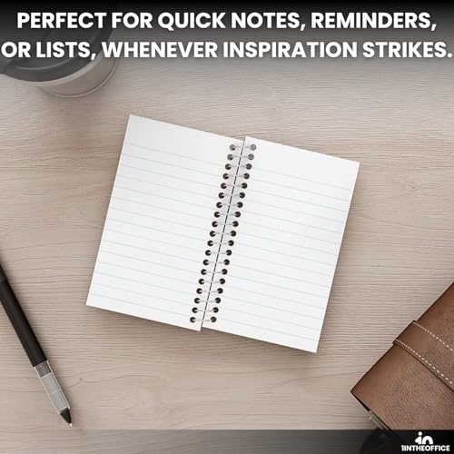 1InTheOffice Wirebound Spiral Memo Books, Memo Pads, 3" x 5", College Ruled, Small Notepad, Assorted, 75 Sheets/Pad, (5 Pack)