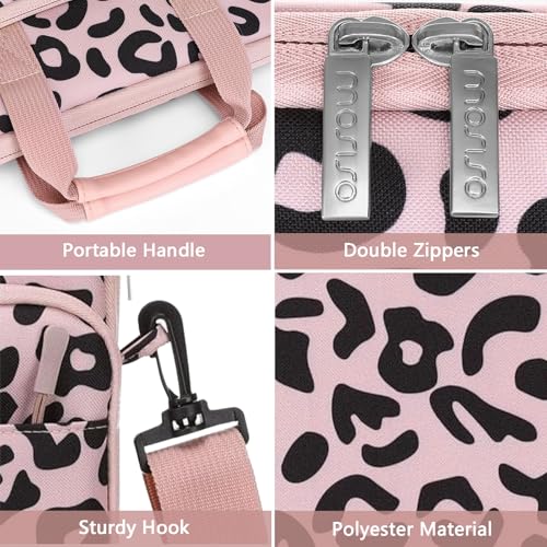 MOSISO 12.9 inch Tablet Sleeve Bag for iPad Pro 13 M4&iPad Air 13 M3 M2,iPad Pro 12.9 M2 M1 6/5th,Surface Laptop Go 12.4,Galaxy Tab S8+/S9+ 12.4, Leopard Grain Tablet Shoulder Bag with 3 Pockets, Pink - color: Pink