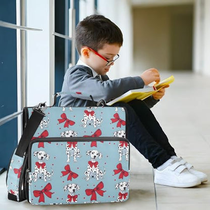 Dalmatian Dog Bows 3 Ring Binder Bag 1.5 inch Binder Organizer with Zipper Shoulder Strap 500 Sheet Documents Storage for School Office