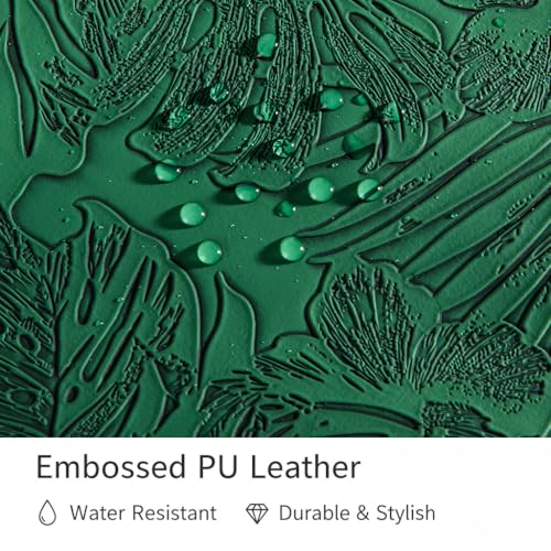 Kinmac Embossed PU Leather 360° Heavy Duty Protective Laptop Sleeve with Poacket (Green Leaves, 16 inch-16.2 inch) - color: Green Leaves, size: 16 inch-16.2 inch