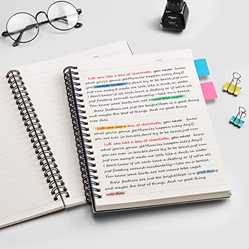 EMSHOI Lined Spiral Journal Notebook, 3 Pack, 480 Pages, B5 (7.4" x 10") | College Ruled, 100 GSM Thick Paper, Flexible Plastic Cover, for School, Student, Writing, Journaling, Work, Women & Men - color: Brown Blue Red, style: B5-Ruled