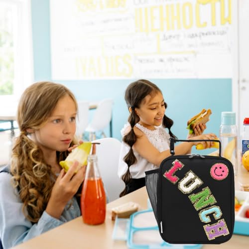 GYEUKHAM Insulated Lunch Bag for Women Girl Teen large Insulated Kid Lunch Bag,Large Reusable Cute Cooler Bag for School Work Picnic,Black Alphabet - color: Black Alphabet