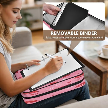 Expanding File Folder with 3 Ring Binder,Red Lips Zipper Binder Organizer Multiple Pockets Sheet Protector for School Office Home