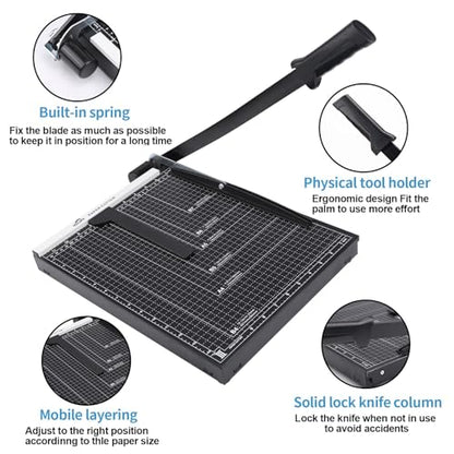 ISDIR 15" Guillotine Paper Cutter with Dual Pressure Bars, 15 Sheet Capacity, Magnetic Guide, Blade Lock, Heavy Duty Metal Base, for Cardstock, Crafts, DIY, Photos & Office - color: 15"black