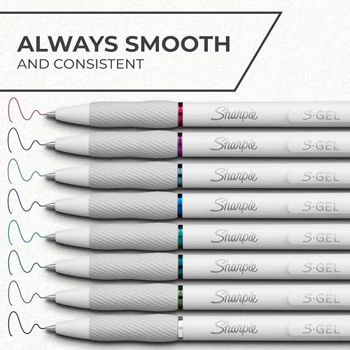Sharpie S-Gel Pens, Fashion Barrel Gel Pens, Pearl White Body, Medium Point (0.7mm), Bold Ink Colors, 12 Count - size: 12 Count