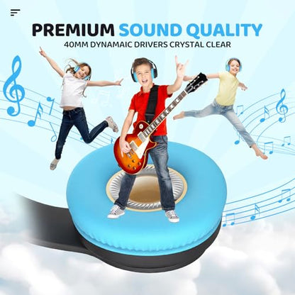 JoySpark Kids Bluetooth Headphones, Lightweight Wireless Headphones for Kids, 85/94dB Volume Limited, 60 Hours Playtime, Bluetooth 5.3, Over-Ear Toddler Headsets with Built-in Mic (Black Blue) - color: Black Blue