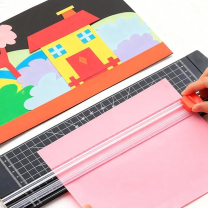A4 Paper Trimmer 1-Piece - Paper Cutter Slider with Safety Blade, Sharp Slicer for Gift Cards, Photos & Cardstock, Easy Office/Craft Tool