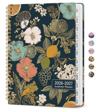 Planner 2026-2027, Academic Year Monthly and Weekly Calendar Planner, Jul 2026 - Jun 2027, Hardcover Teacher Student Planning Agenda book with Tabs, Perfect for School Office Supplies, 6.3" x 8.5" - Citrus Bloom - color: E-Citrus Bloom, size: (6.3"x8.5")a