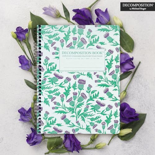 Decomposition Thistles College Ruled Spiral Notebook - 9.75 x 7.5 Journal with 160 Lined Pages - 100% Recycled Paper - Cute Notebooks for School Supplies, Home & Office - Made in USA - color: Green, Purple Thistle