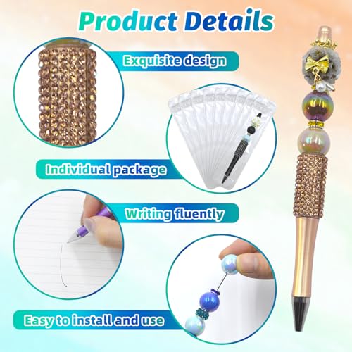 150 Pcs DIY Diamond Beadable Pen Kit - 50 Plastic Rhinestone Beaded Pens Bulk with Refills & Bags - Fancy Cute Glitter Pens for Crafting, Students & Teachers – School Supplies (Advanced) - color: Advanced, size: 50