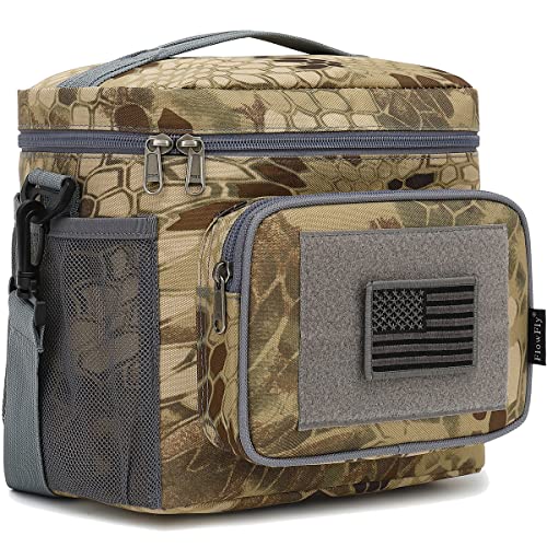 FlowFly Lunch Bag, Insulated Cooler, Thermal Lunch Box Tote with MOLLE/PALS Webbing, Adjustable Padded Shoulder Strap, for Tactical Men Women Adults and Boys Girls Kids (Camo#3, Medium) - color: Camo#3, size: Medium