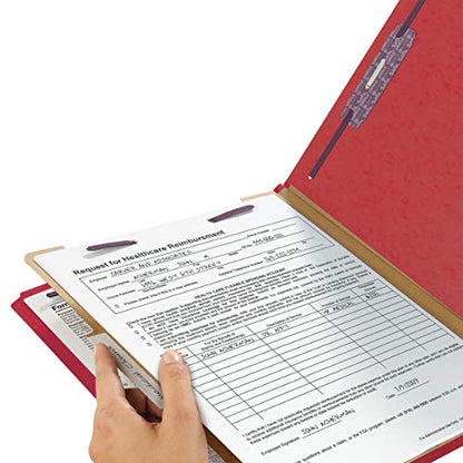 Smead Pressboard Classification File Folder with SafeSHIELD Fasteners, 1 Divider, 2" Expansion, Letter Size, Bright Red, 10 per Box (13731) (Pack of 1) - color: Bright Red