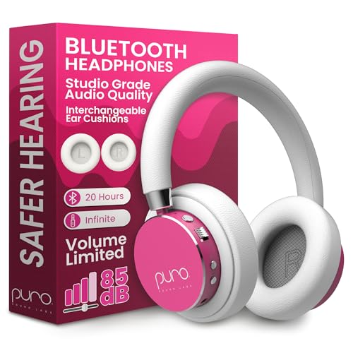 Puro Sound Labs Kids Wireless Headphones – Volume-Limiting 85dB, Built-In Mic, Studio-Grade Sound, 20-Hour Battery Life, Comfortable Fit & Easy to Connect Kids Bluetooth Headphones – BT2200 Plus, Pink - color: Pink