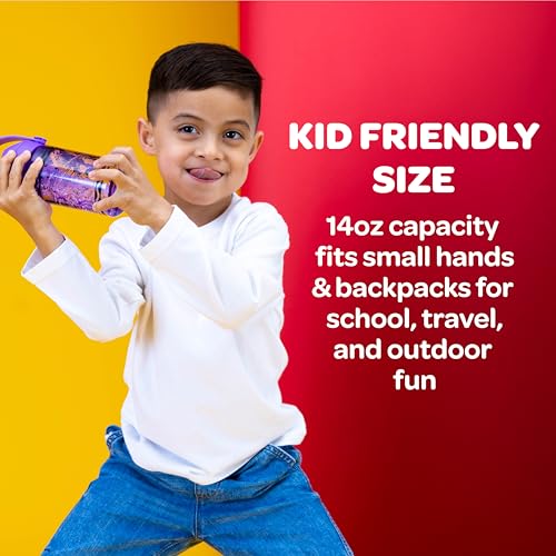 CamelBak Crayola Flip Straw Kids Water Bottle with Bite Valve, Tritan Renew Design for School and Everyday Use, 14oz, Cherry Red - color: Cherry Red
