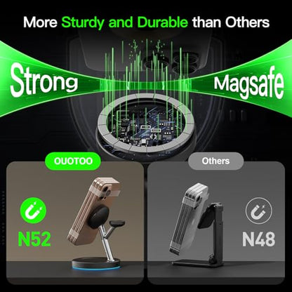 【Adjustable Blue Ambient Light】 Wireless Charger 3 in 1 for iPhone, Magnetic Charging Station for Apple Family,15W Fast MagSafe Charger Stand,for iPhone17-12-iWatch AirPods Series