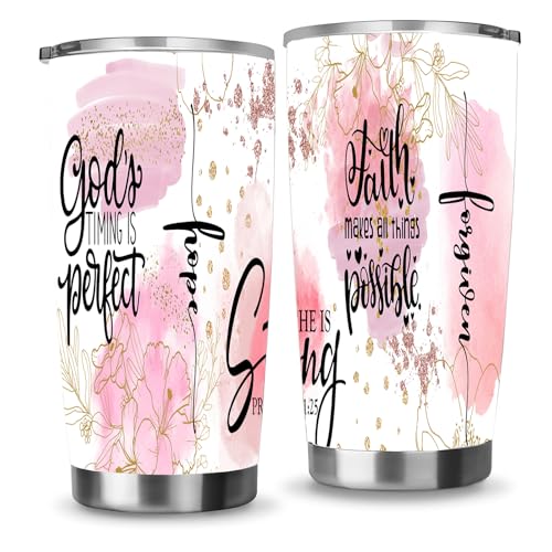Christian Gifts for Women,Faith Affirmation Stainless Steel Coffee Tumbler Travel Mug Water Bottle for Mom Wife Jesus Religious Gift 20oz - style: Faith