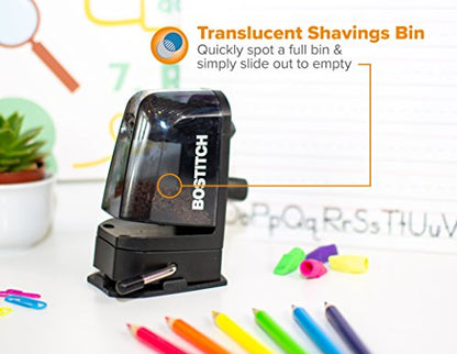 Bostitch Office Multi-Mount Manual Pencil Sharpener, Vacuum Mount or Screw Mount, Black (MPS2-BLK) - color: Black