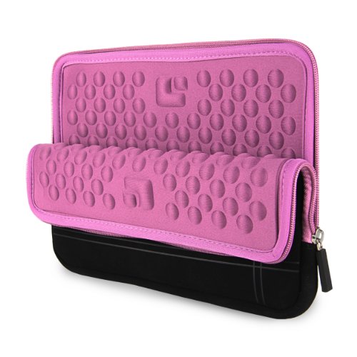 Thick Cushion Padding Scratch Water Resistant Accessory Pocket 13 inch Laptop, Chromebook Sleeve Bag - color: Black Pink
